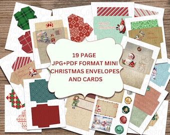 Mini Christmas Envelopes & Cards Kit, Printable Holiday Stationery (Digital Download)