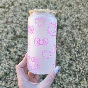 Pink Kitty 20oz Frosted beer glass can
