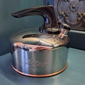 Vintage Miniature 6-inch Paul Revere Whistling Tea Pot Tea Kettle Copper Bottom Revere Wear