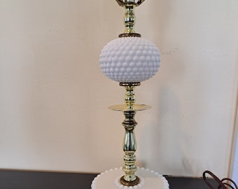 Lamp, Milk Glass Lamp 15-inch, Boho Lamp, Shabby Chic Lamp, Vintage Hobnail Milk Glass Lamp, Cottage Style Lamp, Hobnail Milk Glass Lighting