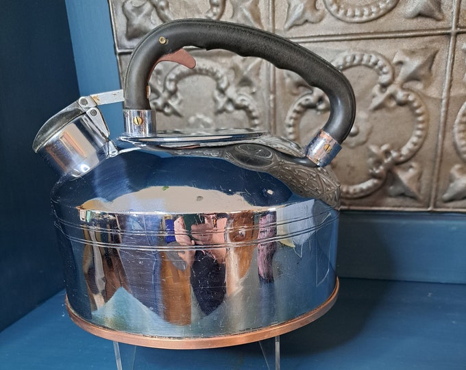 Tea Kettle, Vintage West Bend Aluminum Trig Signing Tea Kettle