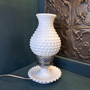 Milk Glass Lamp, Elegant Milk Glass Lamp, Boho Lamp, Shabby Chic Lamp, 10.5-inch Vintage White Milk Glass Lamp, Cottage Style Lamp