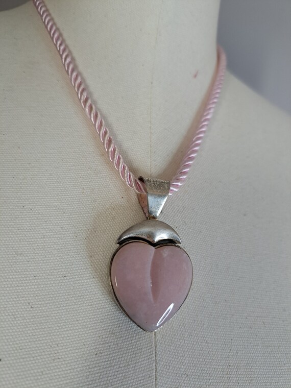 Necklace, Pink Necklace, Pink Opal Heart Pendant … - image 3