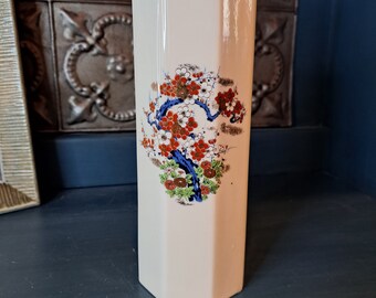 Vase, Chinoiserie Octagon Vase 8.5-inch Made in Japan Grandmillennial Decor Chintz Accent