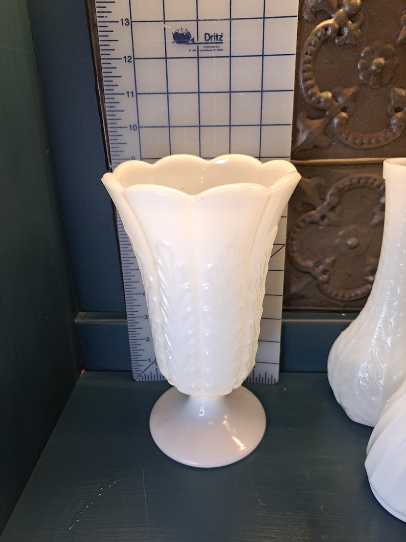 Vase, Milk Glass Vase, Beautiful White Milk Glass, Choice, Cottage Style, BoHo Decor, Vintage Decor, Vintage Wedding, Beautiful Classic 6. 9-in footed