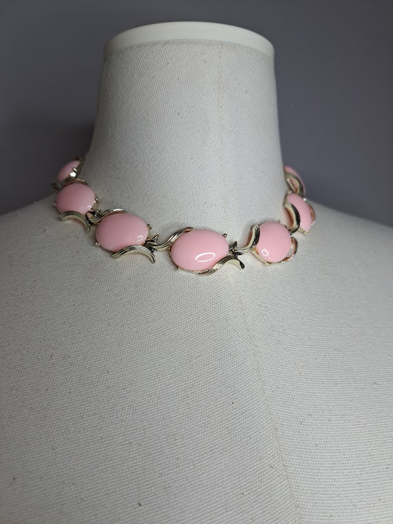 Necklace Midcentury, Pink and Gold Chocker, MCM Pi