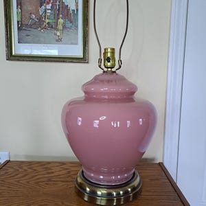 Lamp, Pink Ginger Jar Lamp, Vintage Pink Lamp, Ginger Jar Table