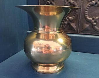 Brass Spittoon, 6in Round Vintage Brass Planter Bowl/Home Decorative Brass Planter Vase/Indoor Planter/Brass Cauldron Pot, Vintage Decor