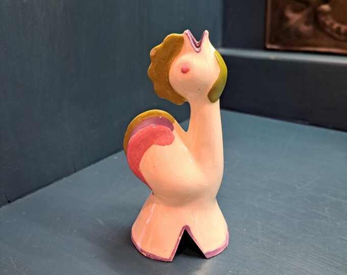 Pie Bird, Vintage Ceramic Pie Bird by Betty Cleminson, Colorful Pie