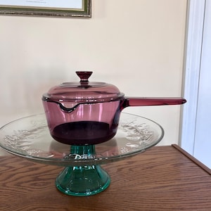 CORNING WARE, Vision Corning Ware Cookware  1 qt Sauce Pan/ Pot Pyrex Lid USA Cranberry