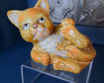 Cat Figurine, Cat Gift, Handsome Orange Cat Figurine with Grumpy Cat Look