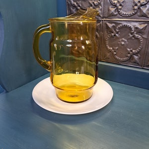 Pitcher, Vintage Anchor Hocking Amber Lemonade Pitcher, Retro Topaz Yellow  Kitchen Decor, MCM Barware, Garden Ice Tea Party, MCM Pitcher