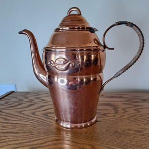 Copper Coffee Pot, Copper and Brass Pot, READ Full Description, Vintage Kitchen Copper Decor, Retro Copper Accent, Copper Tea/ Coffee Pot