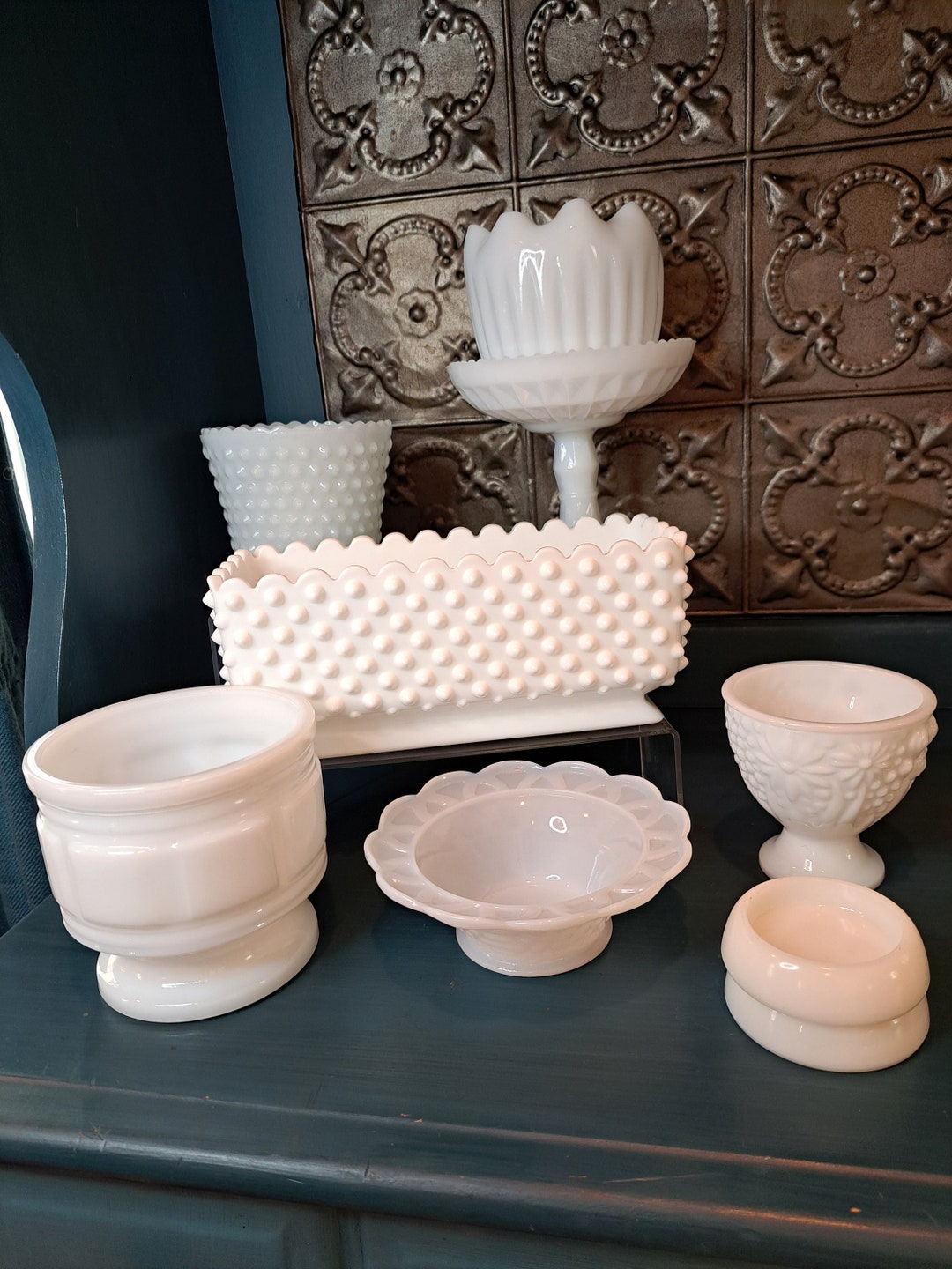 Planter Milk Glass Planter Beautiful White Milk Glass Etsy