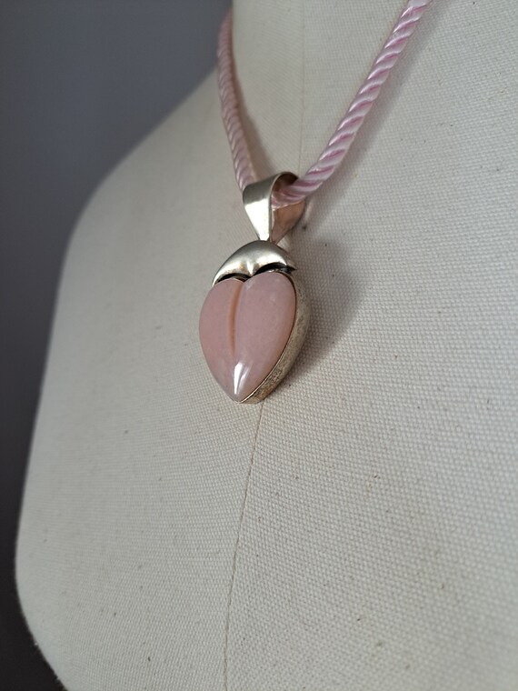 Necklace, Pink Necklace, Pink Opal Heart Pendant … - image 4