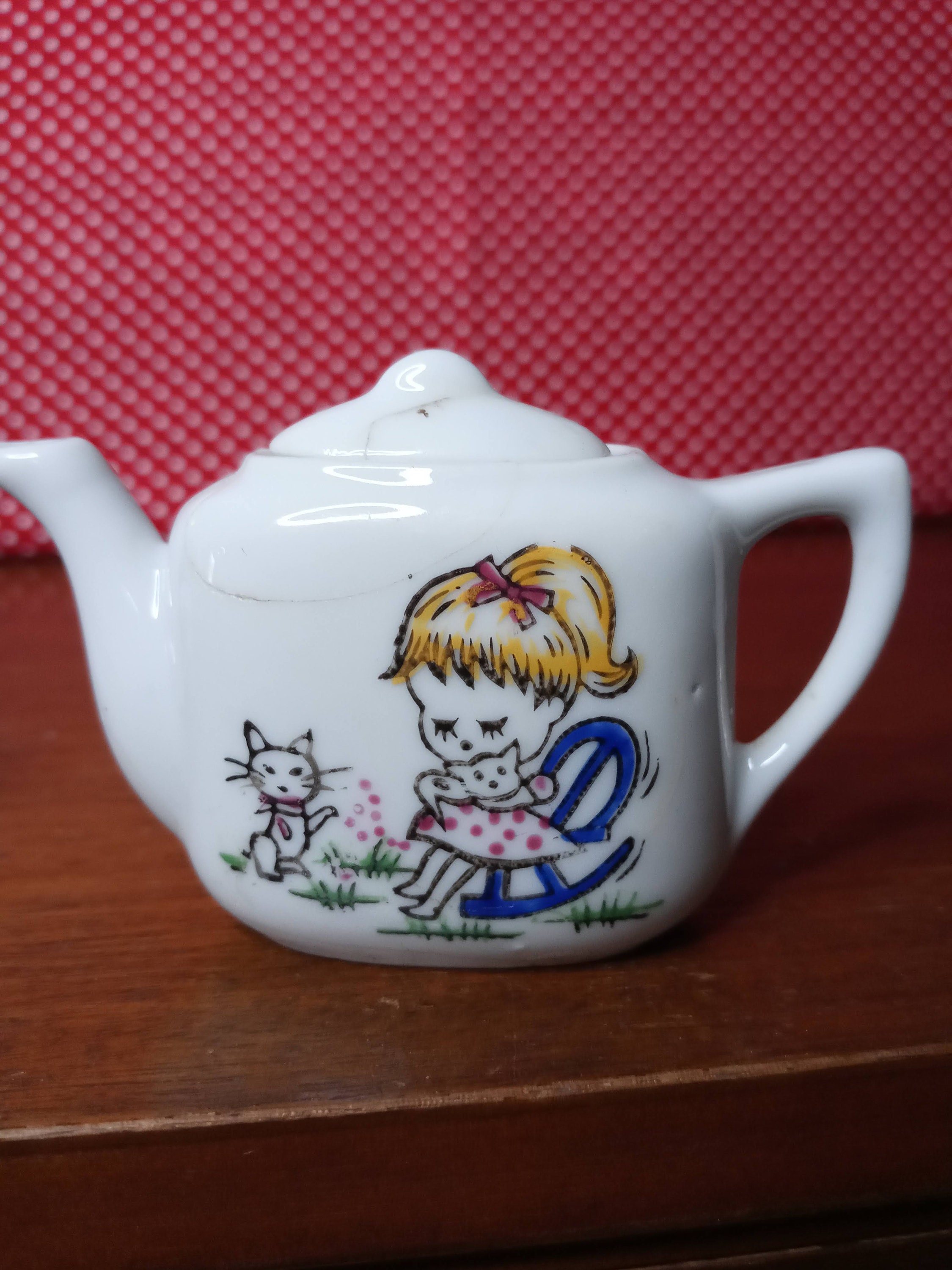 Tea Set Miniature Cats With Little Girl Tea Set 1950s Made Etsy
