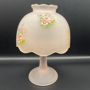 Fairy Lamp, Vintage 3 Piece Pink Fairy Lamp, Vintage Westmoreland Frosted Pink Fairy Lamp - Pink with Flowers