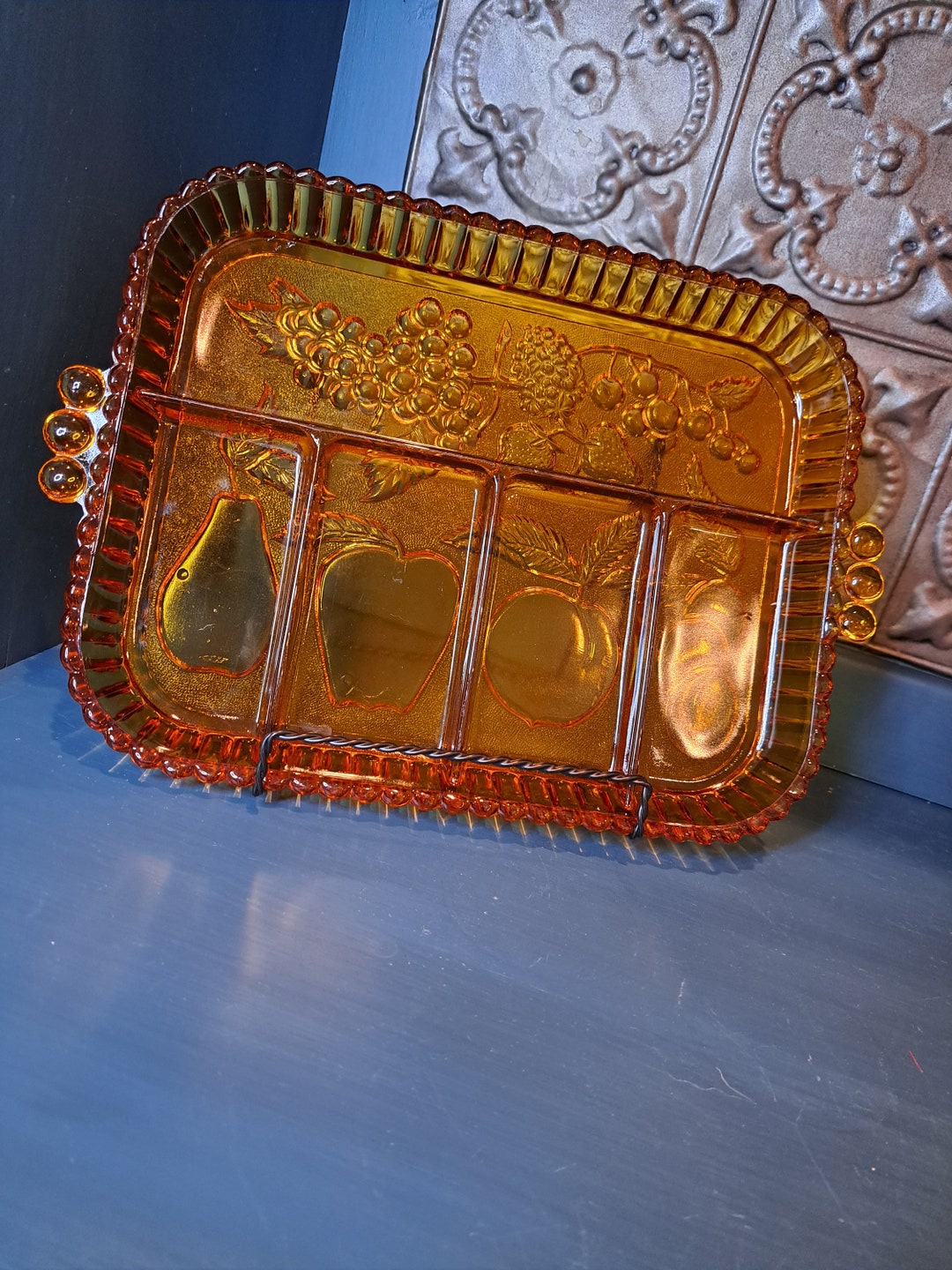 Vegetable Tray Amber Indiana Glass Vegetable Tray Vintage Etsy