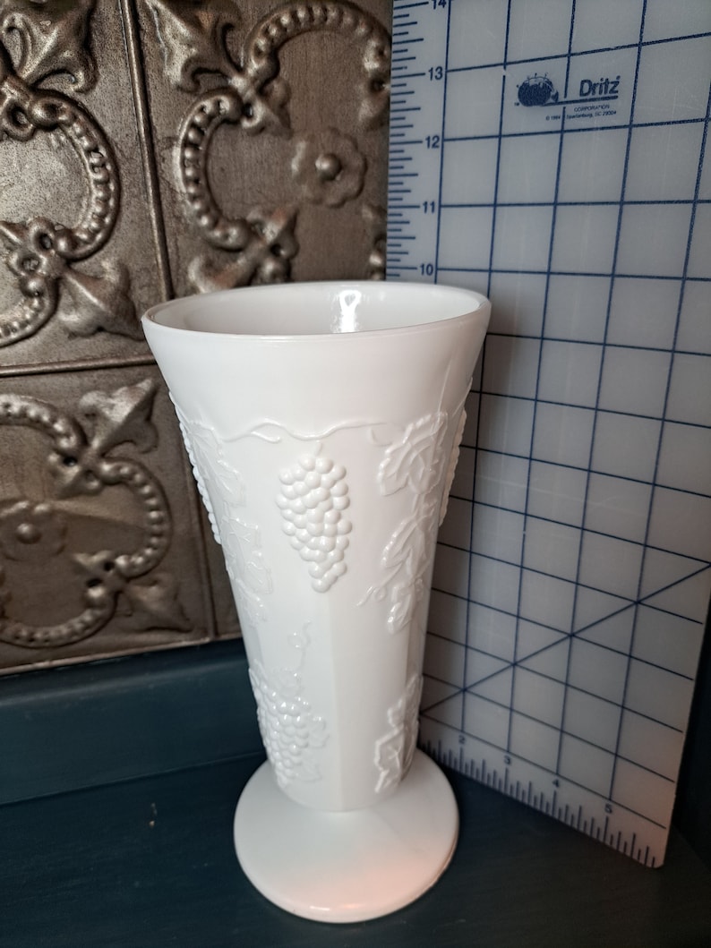 Vase, Milk Glass Vase, Beautiful White Milk Glass, Choice, Cottage Style, BoHo Decor, Vintage Decor, Vintage Wedding, Beautiful Classic 4. 10-in grape