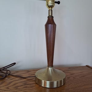 Lamp, MCM Lamp, Fabulous MCM Wood With Gold Toned Base, Midcentury Lamp ...