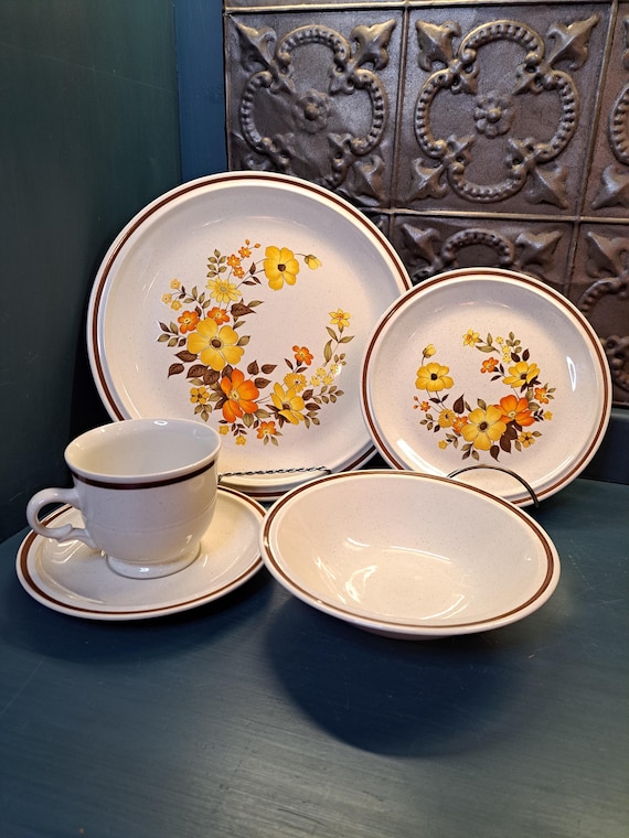 Stoneware Plate, Bowl, Floral Plate, Vintage Hearthside Casual Elegance Chablis Salad Plates, Hearthside Replacement Coffee Cup, Teacup