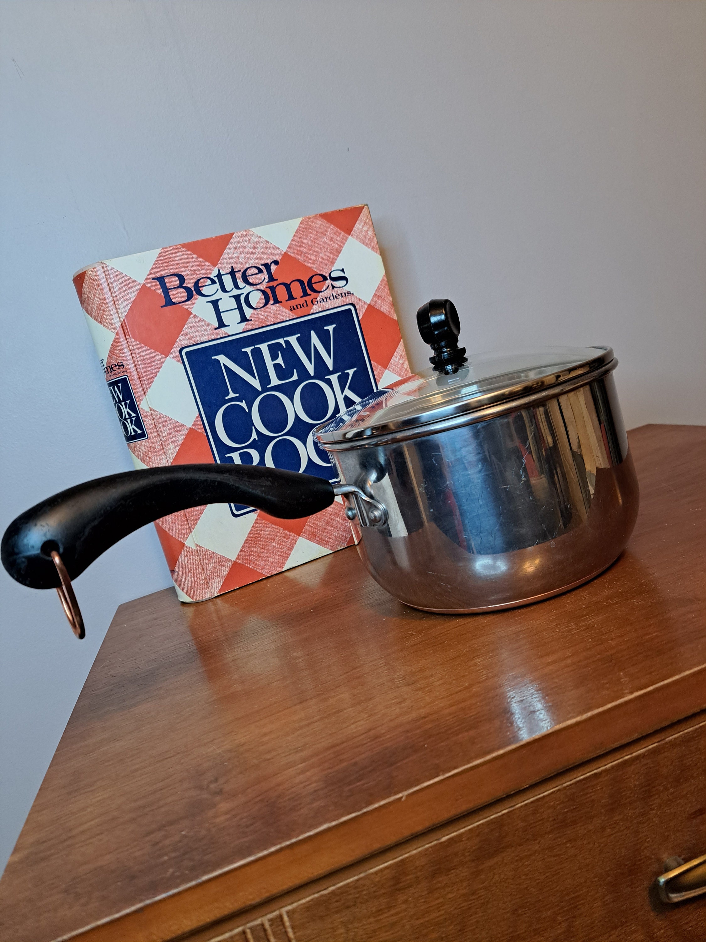 Copper Bottom Stainless Steel Pan Paula Deen Signature Copper Cooking  Conduction 2 Quart Two Qt. Pan With Glass Lid Copper Pan 