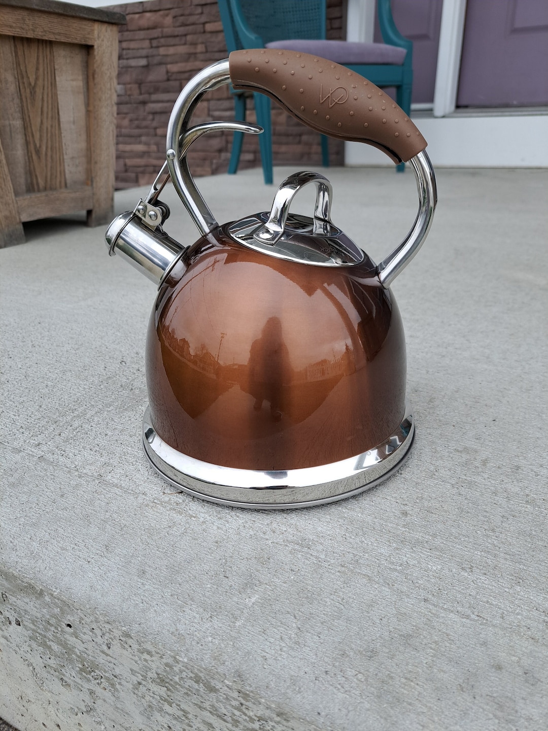 Teakettle, Wolfgang Puck 2.45 Qt Whistling Tea Kettle Stainless Steel