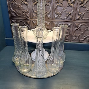 Vase, CHOICE, Cut Glass Flower Bud Vase, Small Glass Pedestal Vase, Clear Glass Vase,Vintage Clear Glass Vase Little Bud Vase Cut Glass