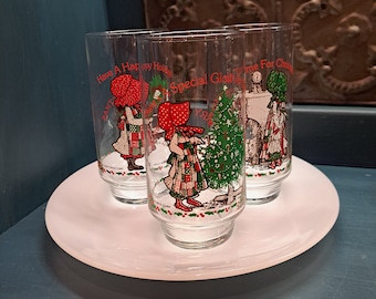 Holly Hobbie Have A Happy Holiday Glass, CHOICE, Coke Holly Hobbie Christmas Glass, Vintage Christmas, Coca-Cola Holly Hobbie Collector Gift
