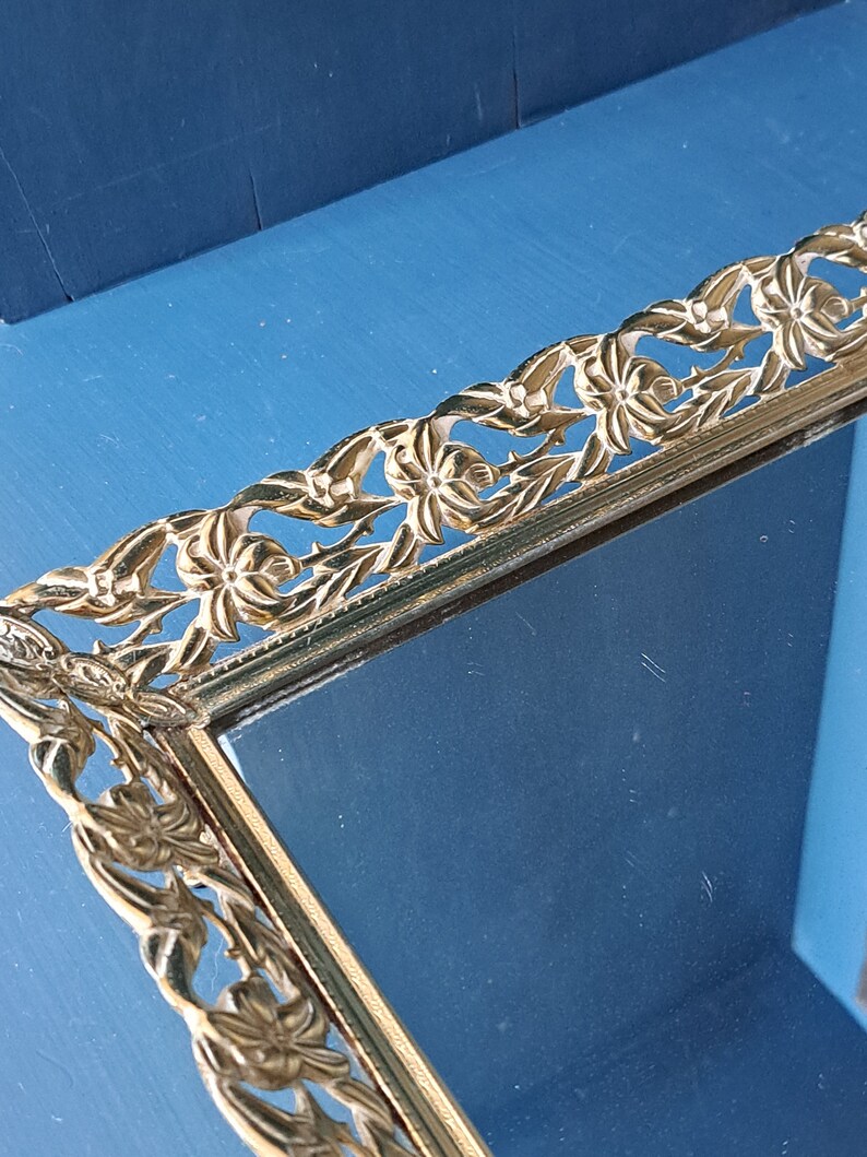Hollywood Regency Large Mirror Tray 20in X 12in Gold Toned Etsy