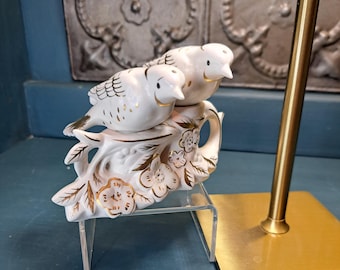 Bird Salt and Pepper Set, MCM White/Gold Bird S & P, MCM Sparrow Salt and Pepper, Kitschy Salt and Pepper, Midcentury Modern