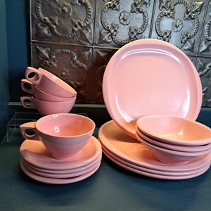 Melmac Plates, Pink Boonton Ware, Pink Melamine Plate, Bowl