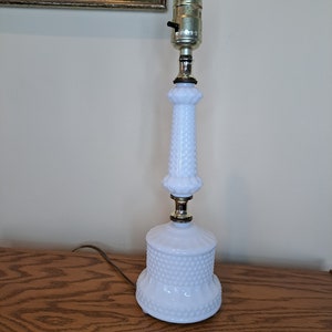 Lamp, Milk Glass Lamp 14-inch, Boho Lamp, Hobnail Lamp, Vintage Milk Glass Lamp, Cottage Style Lamp, Granny Core Milk Glass Lighting