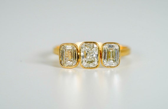 14k 1.54 CTW Lab Grown Diamond Three Stone Ring - image 1