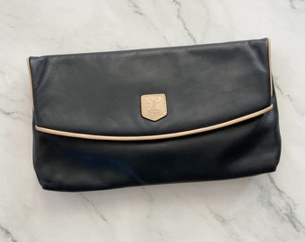 Celine Navy Leather Envelope Clutch- Vintage & Authenticated