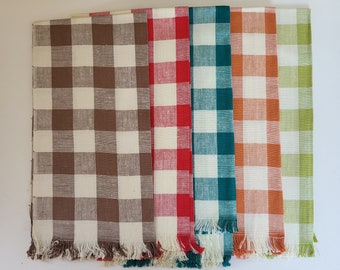 Vintage Martex Plaid Kitchen Towel: Cotton, Rayon, Linen Blend