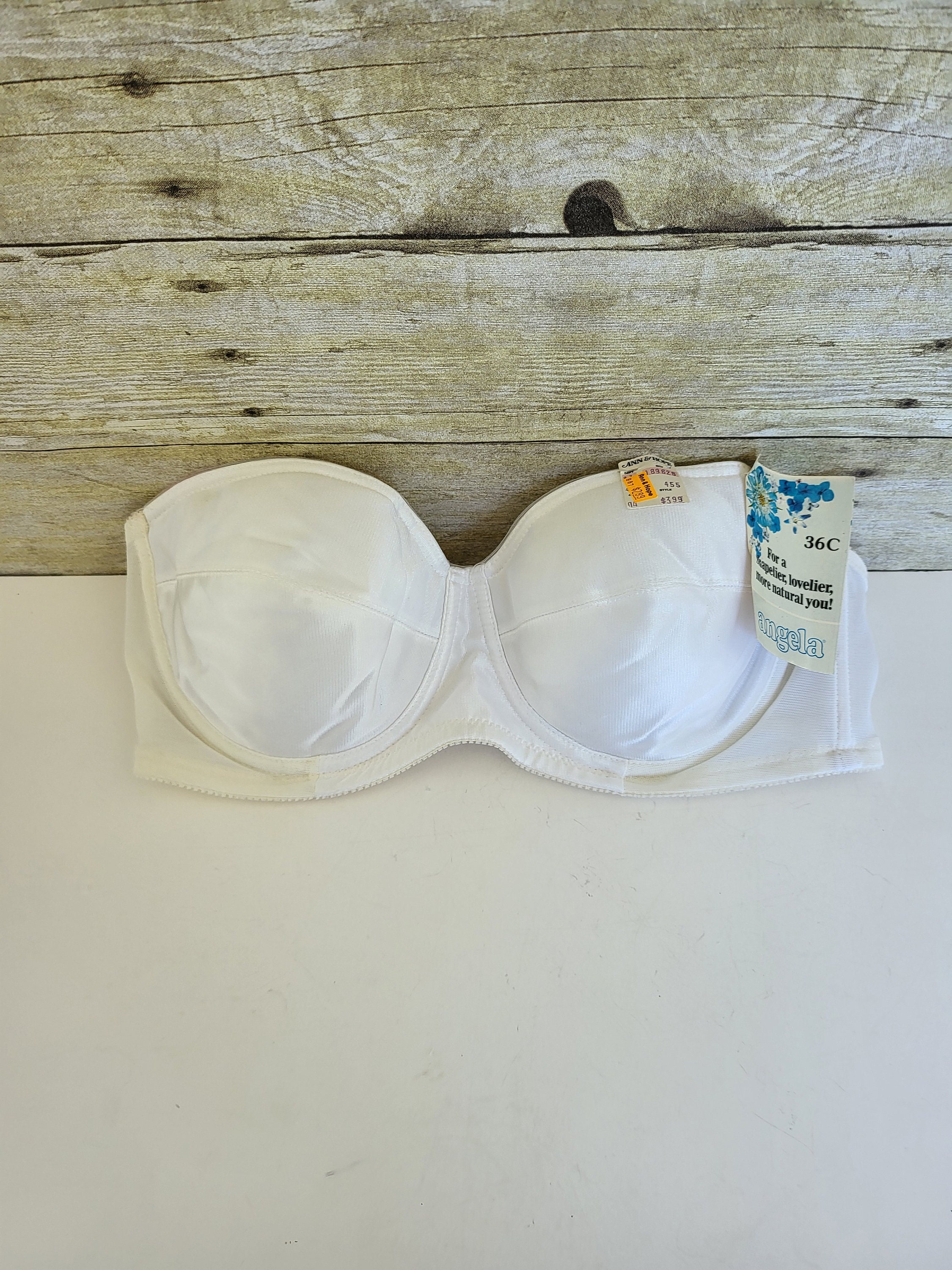 Reggiseno senza spalline bianco Angela vintage 36 C Reggiseno