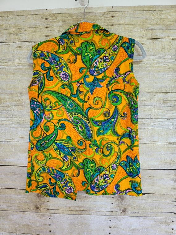 Orange Paisley Long Sleeve Top