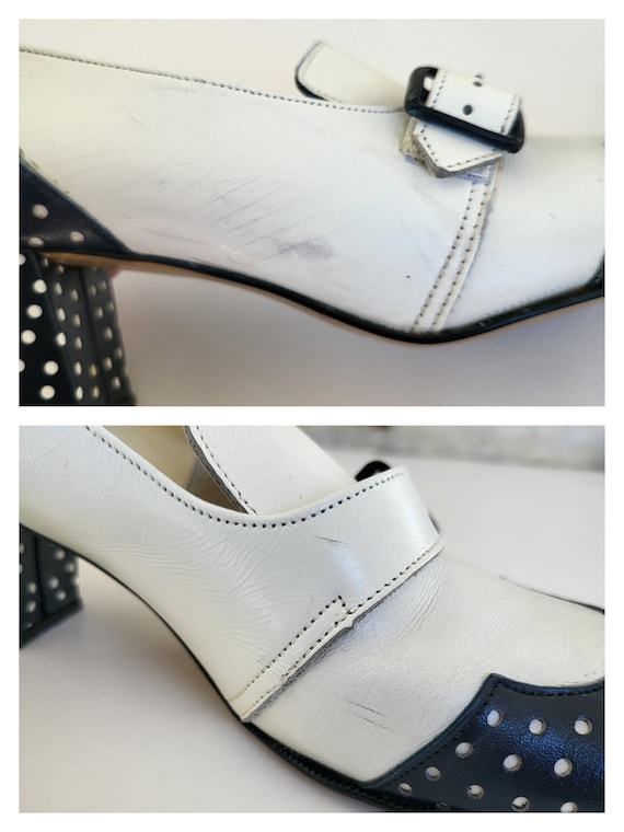 Vintage Connie White & Blue Leather Shoes Size 7 … - image 7