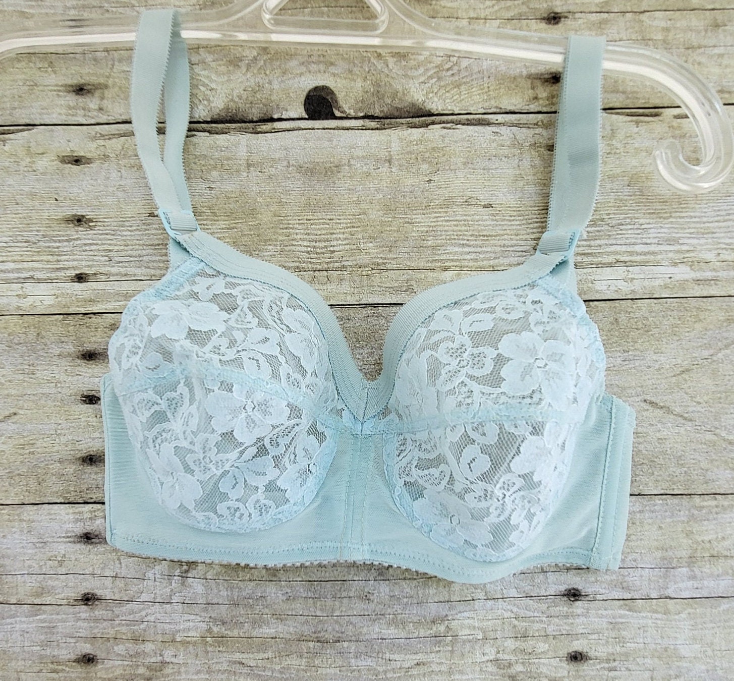 Buy A-GG Pastel Blue Recycled Lace Full Cup Non Padded Bra - 32B
