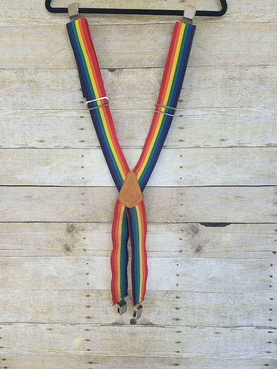 Vintage Master Mechanic Top Grain Cowhide Rainbow Suspenders Pride Suspenders Vintage Rainbow Suspenders Gay Pride Hipster Suspenders