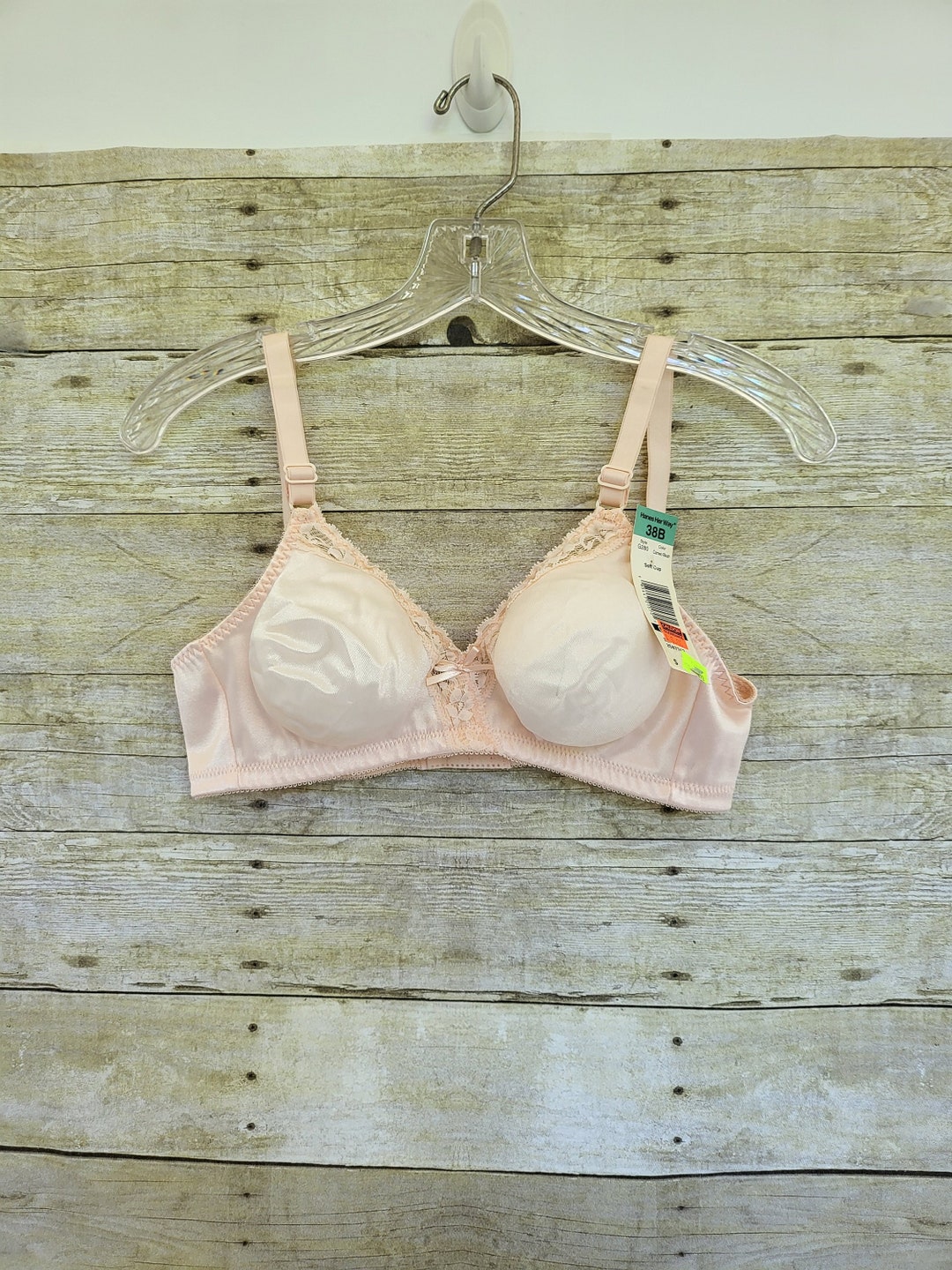 Vintage Hanes Her Way Cameo Blush 38B Soft Cup Bra Satin Bra Etsy