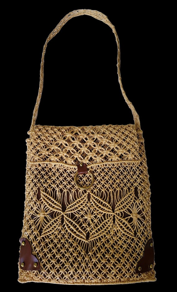 Vintage Jute Macrame Tote