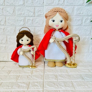 Handmade Saint Cecilia Felt Doll: Catholic Ornament, First Communion Gift