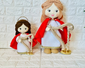 Saint Cecilia doll, saint ornaments, Mother Mary doll, first communion gift, confirmation gift, personalized saint doll