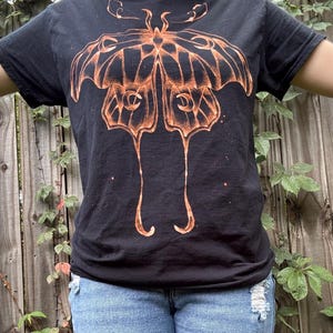 Moth T-Shirt Handpainted Bleach