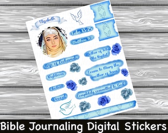 Elizabeth-Women Of The Bible Series Bible Journaling Printable Stickers,Instant Digital Download