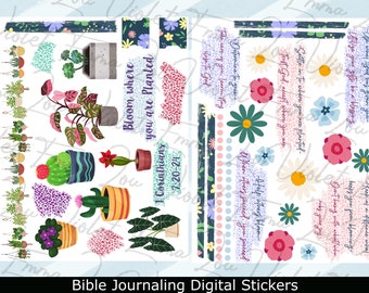 Bloom Where You Are Planted Bible Journaling Stickers Digital Download
