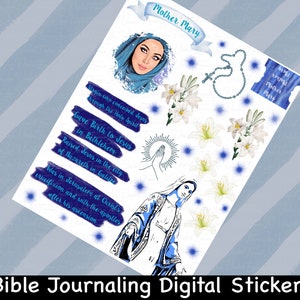 Moeder Maria Vrouwen van de Bijbel, Bijbeljournaalstickers, dagboekbenodigdheden, plannerstickers, Bijbelstudie