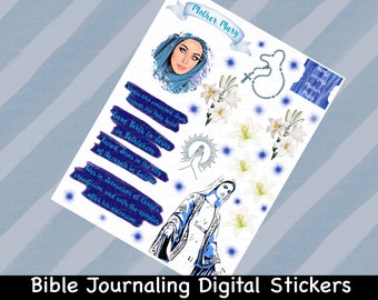 Mother Mary Women of the Bible, Bible Journaling Stickers, journaling supplies, planner stickers, Bible study